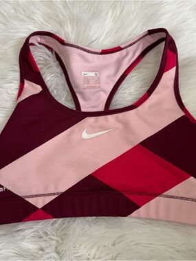 Nike Pink Burgundy Geometric Racerback Sports Bra